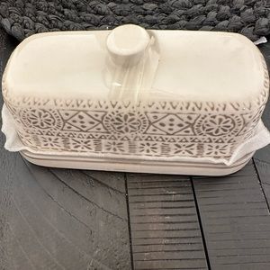 - Threshold stoneware Genesis butter dish NWT